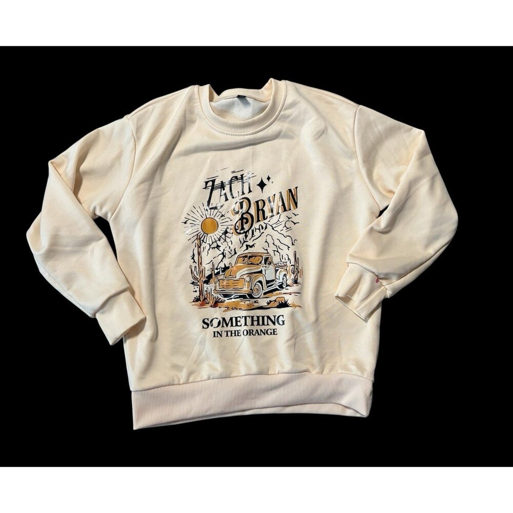 Zach Bryan Something In The Orange Girls Crewneck Cream /Tan Sweatshirt Size 10Y